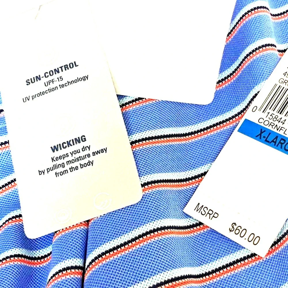 NWT Izod Mens Golf Polo Shirt Wicking Performance Stripes Athleisure XL Active - Picture 5 of 5
